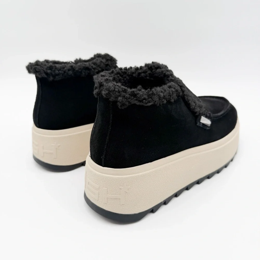 Ash Magic Moc Platform Lug Sole Ankle Boot Suede Shearling Black EU41 US 11 NEW